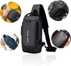 Anti thief Crossbody Sling bag, Waterproof Shoulder Casual Backpack, Chest Bag Daypack with USB Charger,Fit for 9.7'' ipad 