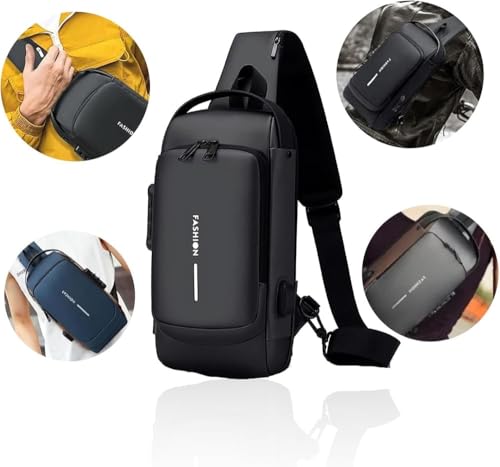 Anti thief Crossbody Sling bag, Waterproof Shoulder Casual Backpack, Chest Bag Daypack with USB Charger,Fit for 9.7'' ipad 