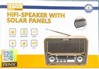 DENX Old Radio Speaker Bluetooth & HIFI-Speaker with Solar Panels, Sd Card, Usb And Aux Port, Radio FM/AM/SW Brown wood Portable Audio TF Card USB Flash disk Aux playback, 