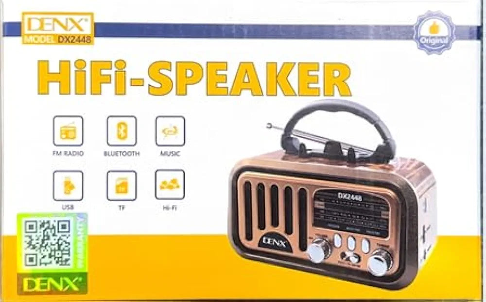 DENX Old Radio Speaker Bluetooth & HIFI-Speaker with Solar Panels, Sd Card, Usb And Aux Port, Radio FM/AM/SW Brown wood Portable Audio TF Card USB Flash disk Aux playback,