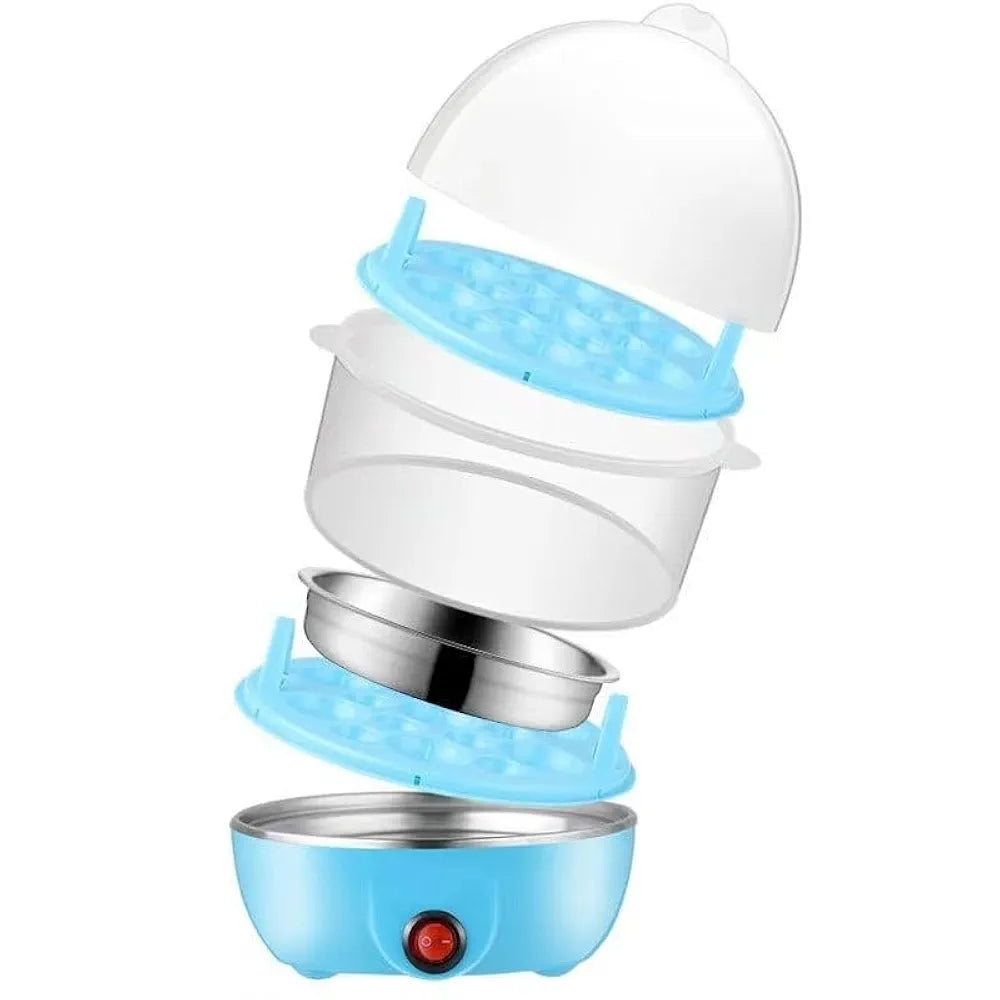 DENX Smart Electric Egg Boiler Double Layers Egg Cooker Mini Steamer Poacher Kitchen Cooking Breakfast Machine, Rapid Egg Cooker 14-Egg Capacity Soft Medium Hard Boiled Electric Egg Boiler, DX1760
