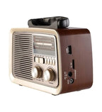 Gold Crest Old Radio Speaker Bluetooth & HIFI-Speaker with Solar Panels, Sd Card, Usb And Aux Port, Radio FM/AM/SW Brown wood Portable Audio TF Card USB Flash disk Aux playback, GO-1182US-BT