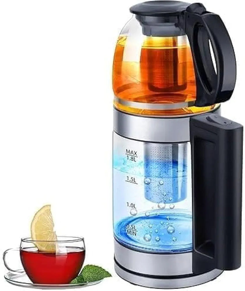 DENX 1500W Double Pot Electric Kettle With Removable Tea Filter, Capacity 1.8L kettle & 1.0L Tea Pot, High-Speed Boilier Tea Maker, Multifunctional Hot Water Dispenser, Turbo boiling kettle, DX2015