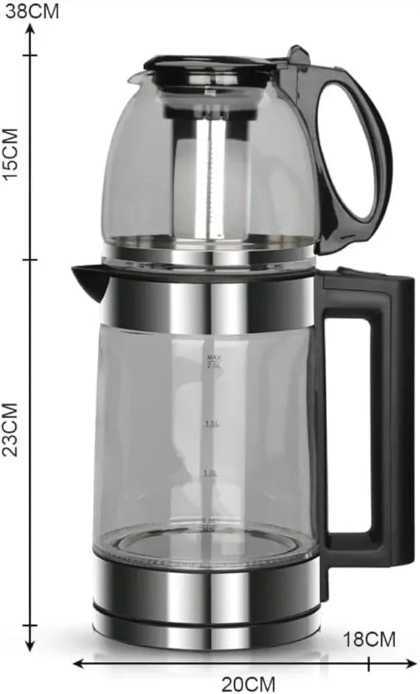 DENX 1500W Double Pot Electric Kettle With Removable Tea Filter, Capacity 1.8L kettle & 1.0L Tea Pot, High-Speed Boilier Tea Maker, Multifunctional Hot Water Dispenser, Turbo boiling kettle, DX2015