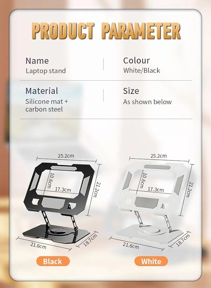 Aluminum Alloy Tablet Stand Adjustable Holder, 360° Rotatable, Foldable Desk Stand for iPad, Tablet, Mobile Phone, Kindle, Universal Multi-Device Support, Adjustable Viewing Angle, BLS-011, White
