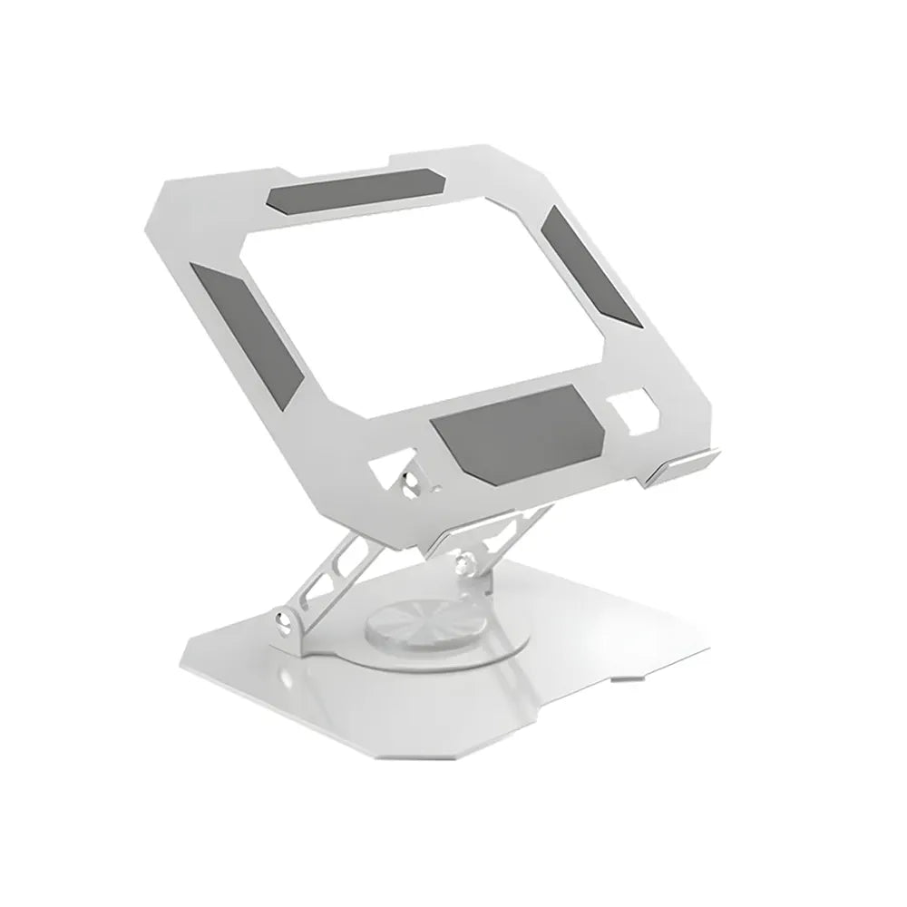 Aluminum Alloy Tablet Stand Adjustable Holder, 360° Rotatable, Foldable Desk Stand for iPad, Tablet, Mobile Phone, Kindle, Universal Multi-Device Support, Adjustable Viewing Angle, BLS-011, White
