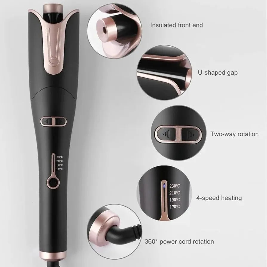 DENX Automatic Hair Curling Iron, Professional Hair Curler with 1" Large Slot, 4 Temperature & Timer Settings, Auto Shut-Off, Anti-Scald Protection, and Ceramic Wand for Long-Lasting Curls, DX1354