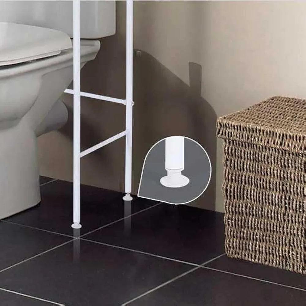 3-Shelf Bathroom Organizer Over The Toilet, Multifunctional Toilet Rack Bathroom Spacesaver,With Towel and Tissue Holder, Bathroom Corner Stand Storage Organizer Accessories, Adjustable Foot Pads
