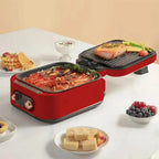 DENX 1800W Multi Function Electric Hot Pot Grill 2.5L, Non Stick Aluminum, Tabletop Bbq Grill, With Adjustable Thermostat, Sauce Tray, And Cool Touch Handles, For Indoor Cooking, DX3421