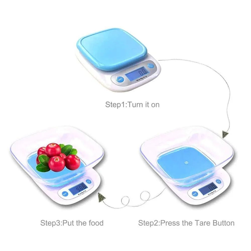 DENX Digital Kitchen Scale & Coffee Scale, 1g-5000g High Precision Food Weighing Scale With Bowl, Electric Kitchen Weight Machine, Auto Shut Off, For Cooking, Baking, Meal Prep, Diet, DX3603