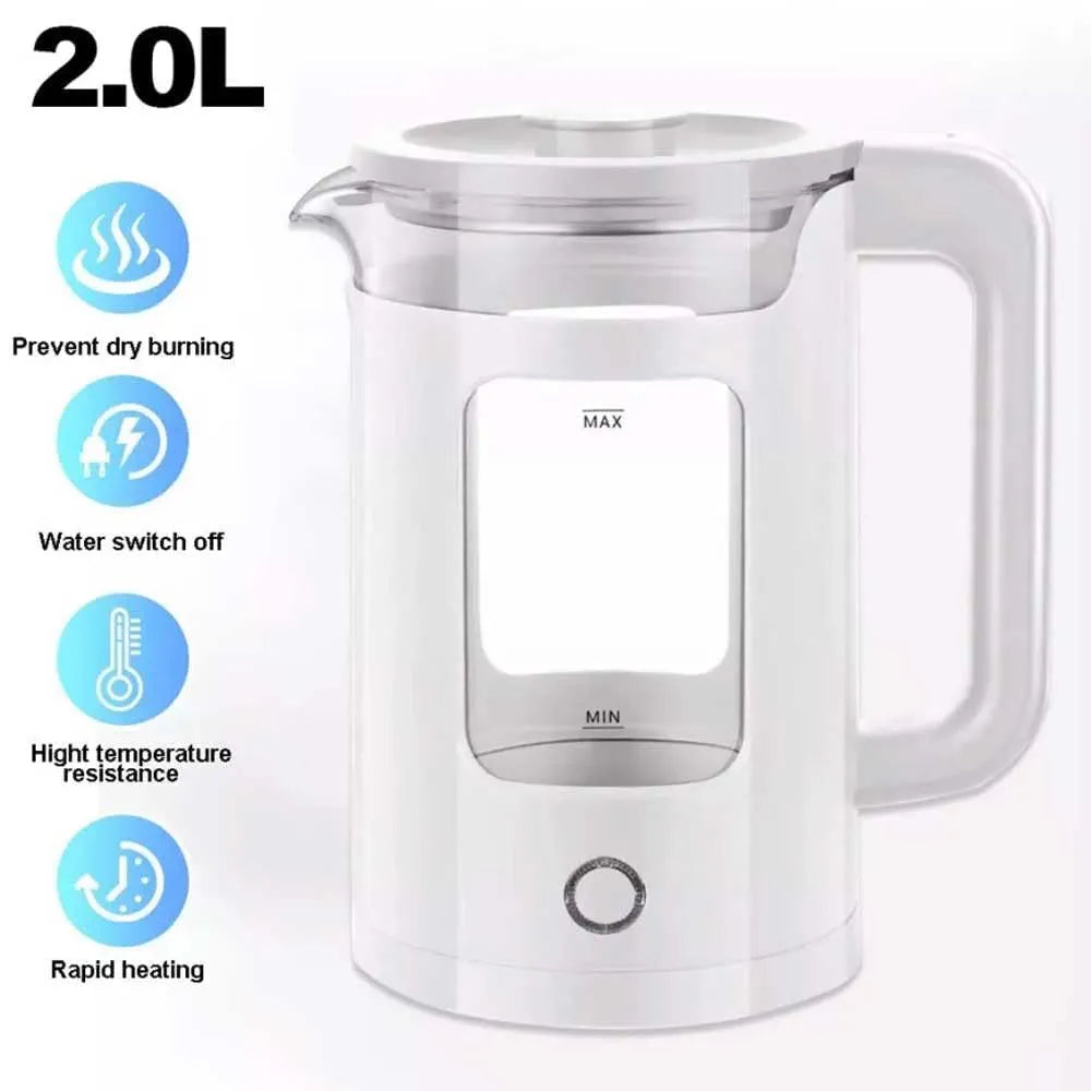 New Golden Creat Electric Kettle 2L, Fast Boil Glass Water Boiler with Auto Shut-Off, Boil-Dry Protection, 1500W Cordless Kettle for Boiling, Milk, Coffee & Tea, for Home & Office, NGC-133 