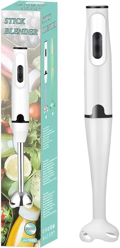 Stick Blender 400W Handheld Electric Blender with Stainless Steel Blades, Portable Grip Stick Mixer Use for Blending, Pureeing, Whipping, and Mixing Soups, Smoothies, Sauces, and More, 
