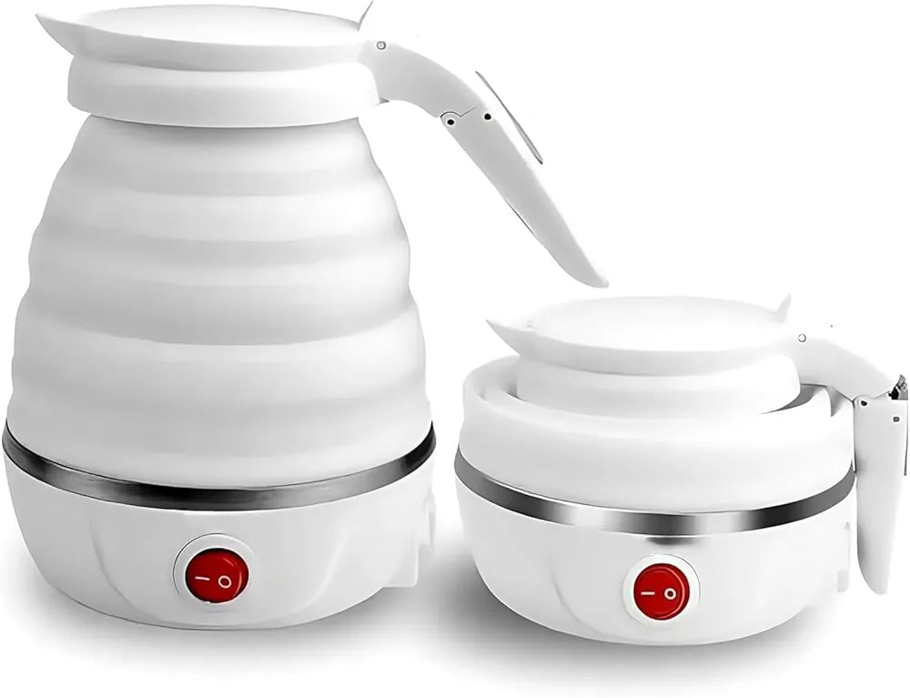 500W Portable Folding Electric Kettle, Capacity 600ml, Fast Boiling, Dual Voltage , Fast Boiling, Lightweight, Foldable Water Boiler for Travel, Camping & Hotels, 