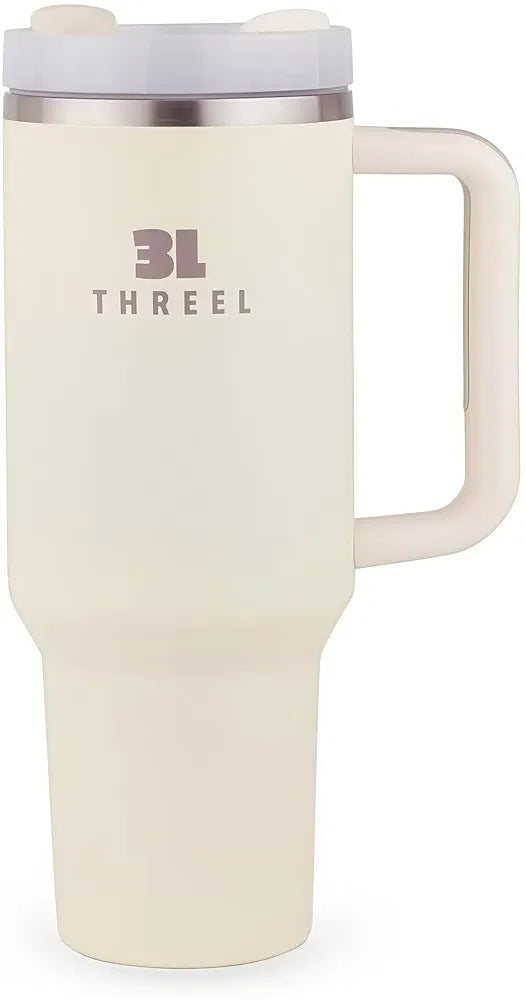 3LTHREEL H2.0 40Oz Insulated Stainless Steel Tumbler With Straw And Lid, Double Wall Vacuum Travel Mug, Thermal Travel Tumbler, Large Coffee Cup, Hot And Cold Drink Container, Car Cup Holder 