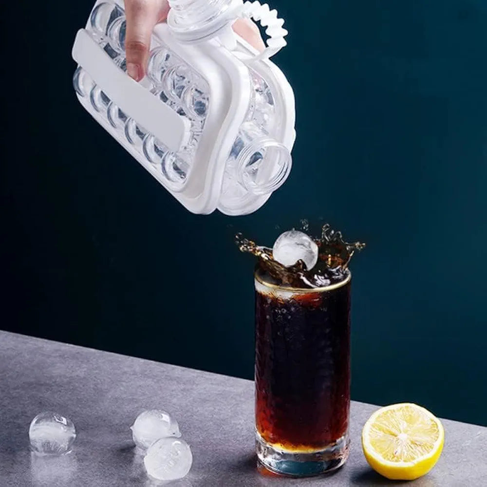 Ice Ball Maker | Reusable BPA-Free Silicone Ice Cube Tray with Lid | Sphere Ice Mold for Drinks, Cocktails, Coffee, Tea, and Juice | Portable Round Ice Cube Tray for Freezer | White