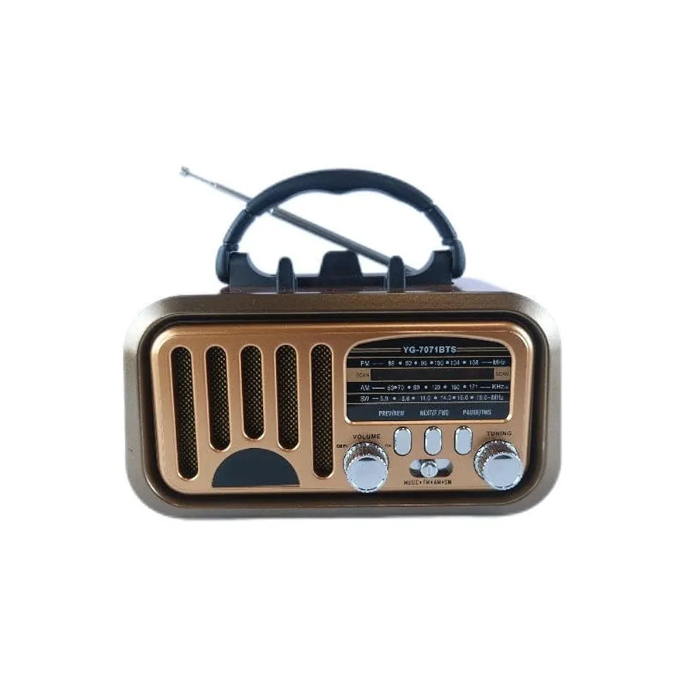 DENX Old Radio Speaker Bluetooth & HIFI-Speaker with Solar Panels, Sd Card, Usb And Aux Port, Radio FM/AM/SW Brown wood Portable Audio TF Card USB Flash disk Aux playback,