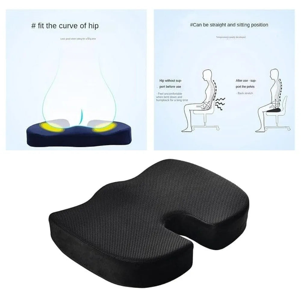 DENX Gel U Shaped Seat Cushion, Memory Foam With Cooling Gel Layer, Breathable Mesh Velvet Cover, Non Slip Base, Ergonomic Support For Office Chair, Car Seat, Gaming Chair, DX2511