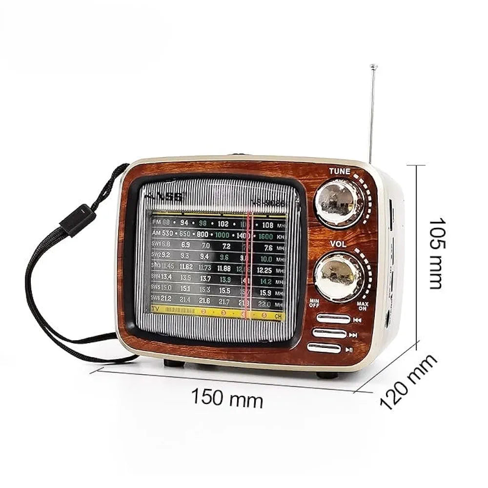 DENX Old Radio Speaker Bluetooth & HIFI-Speaker, Sd Card, Usb And Aux Port, Radio FM/AM/SW Brown wood Portable Audio TF Card USB Flash disk Aux playback, DX2447