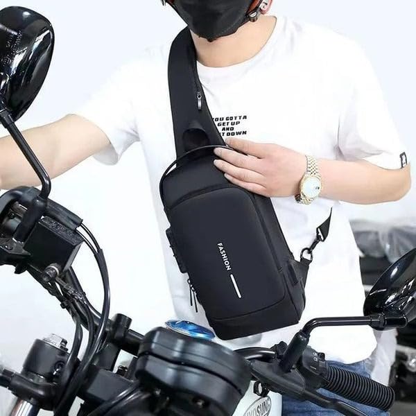 Anti thief Crossbody Sling bag, Waterproof Shoulder Casual Backpack, Chest Bag Daypack with USB Charger,Fit for 9.7'' ipad 