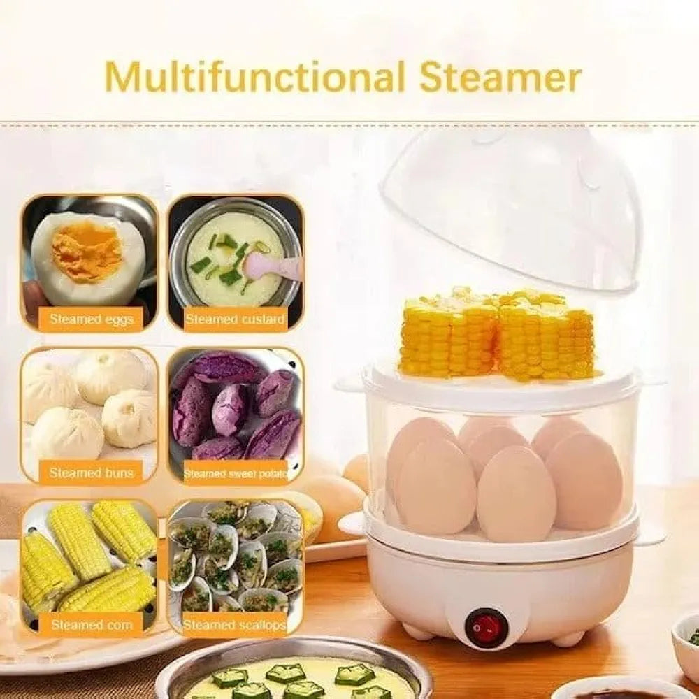 Electric Egg Cooker, 12 Egg Capacity, 2 Tier Egg Boiler, Egg Steamer, Egg Poacher Cooker, Rapid Egg Maker, Breakfast Cooking Machine, Portable Kitchen Appliance, Healthy Meal Prep Steamer