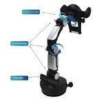 DENX Universal Car Phone Holder Mount, Dashboard Phone Stand, Windshield Mobile Holder, 360° Rotating Long Arm Bracket, Strong Suction Cup, Smartphone Mount for iPhone, Samsung, Android, DX1275