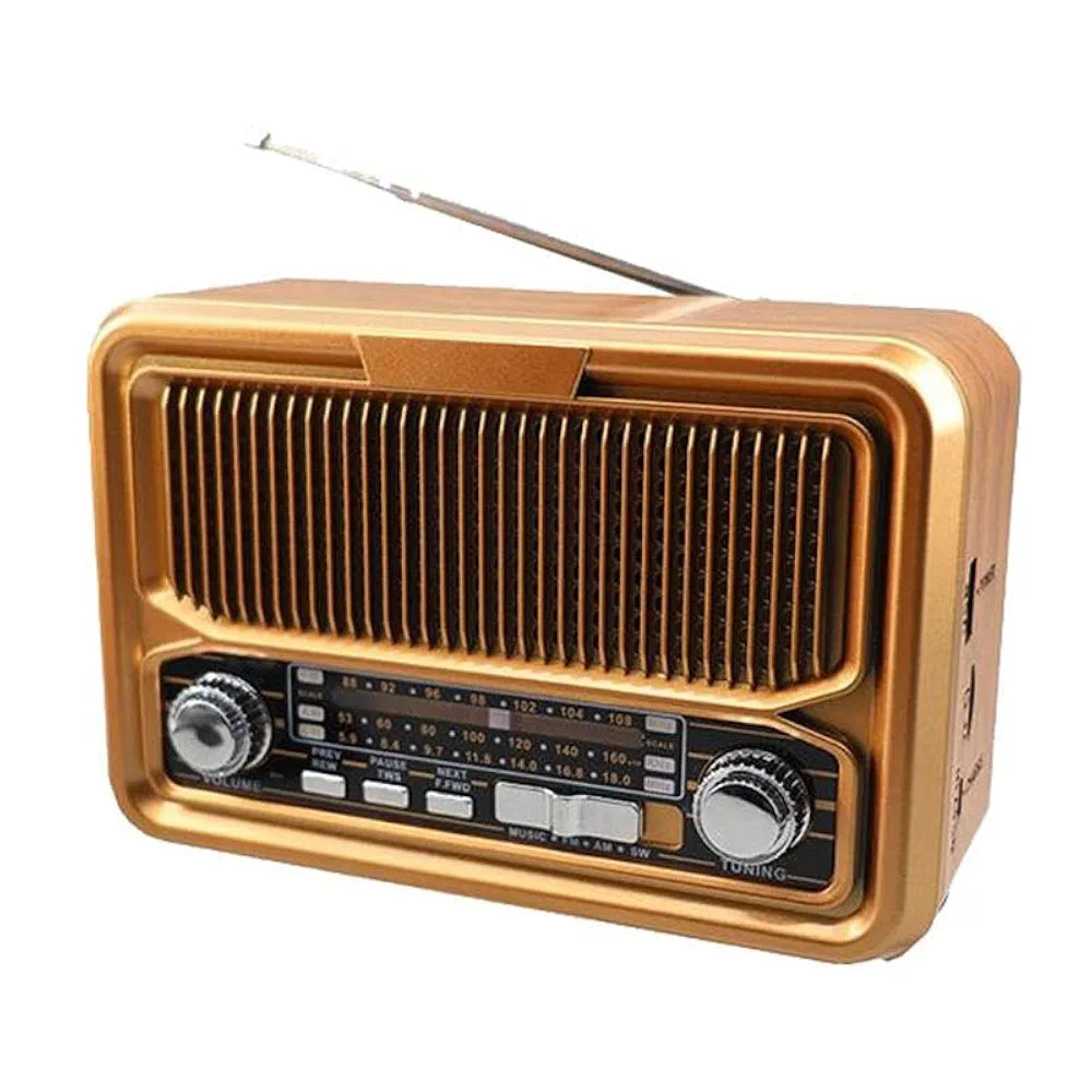 DENX Old Radio Speaker Bluetooth & HIFI-Speaker, Sd Card, Usb And Aux Port, Radio FM/AM/SW Brown wood Portable Audio TF Card USB Flash disk Aux playback 