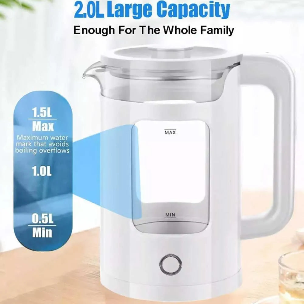 New Golden Creat Electric Kettle 2L, Fast Boil Glass Water Boiler with Auto Shut-Off, Boil-Dry Protection, 1500W Cordless Kettle for Boiling, Milk, Coffee & Tea, for Home & Office, NGC-133 