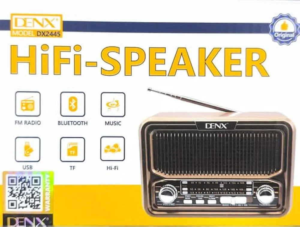 DENX Old Radio Speaker Bluetooth & HIFI-Speaker, Sd Card, Usb And Aux Port, Radio FM/AM/SW Brown wood Portable Audio TF Card USB Flash disk Aux playback 