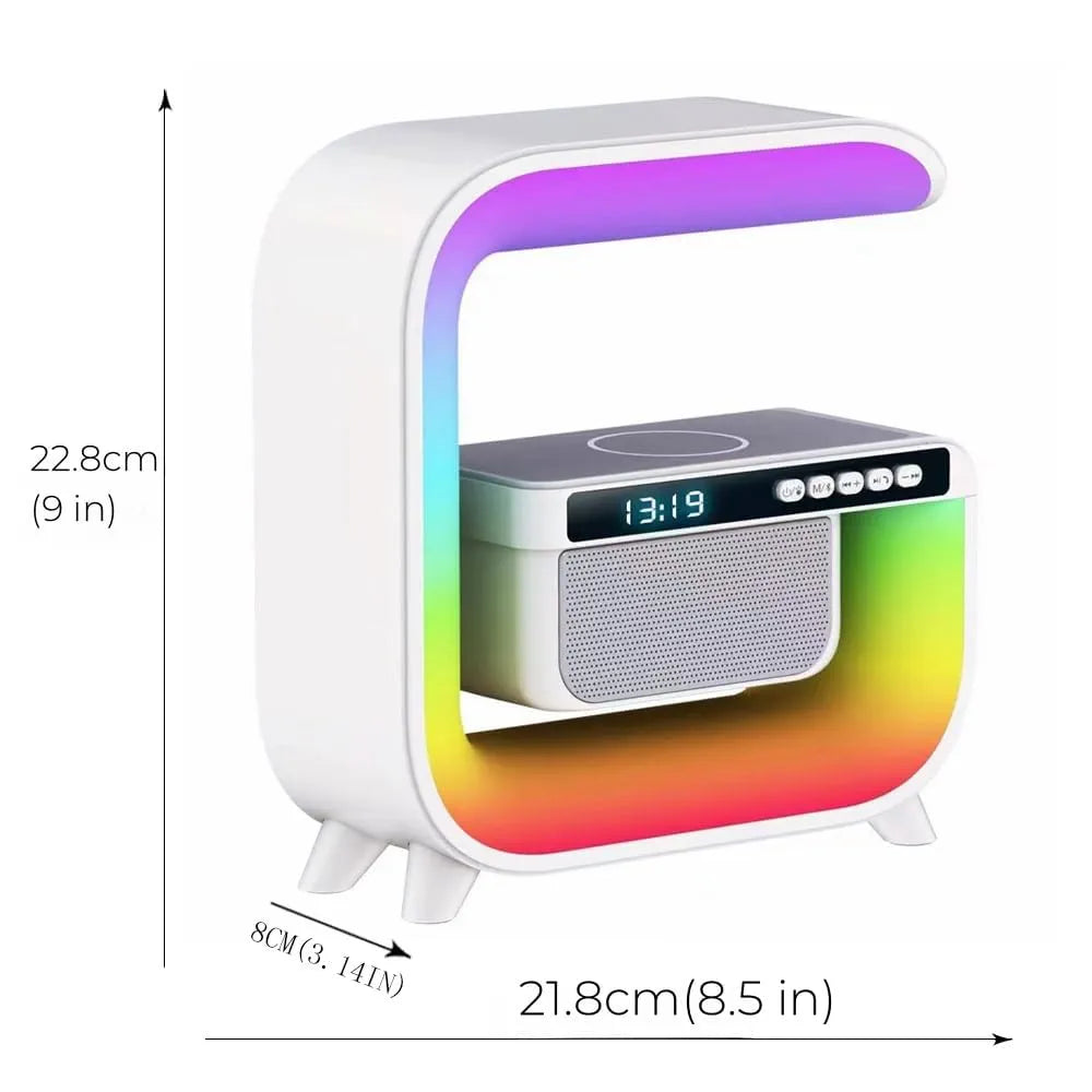 G3 LED Wireless Charging Speaker with Alarm Clock, 16M Colours, 10W Fast Charging, Sound Machine, App Control, Pink/White/Red,