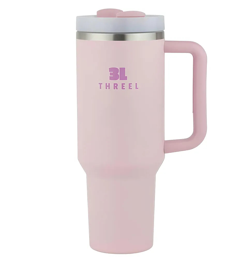 3LTHREEL H2.0 40Oz Insulated Stainless Steel Tumbler With Straw And Lid, Double Wall Vacuum Travel Mug, Thermal Travel Tumbler, Coffee Cup, Hot And Cold Drink Container, Cup Holder, 