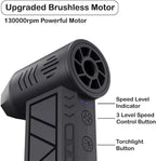 Jet Dry Blawer, 130000 RPM Portable Air Blower Super Jet Fan with 3 Wind Speed Adjustments, Cordless Handheld Powerful Blower for Computer Keyboard, Car Cleaning,ZY7400-SE/Pro
