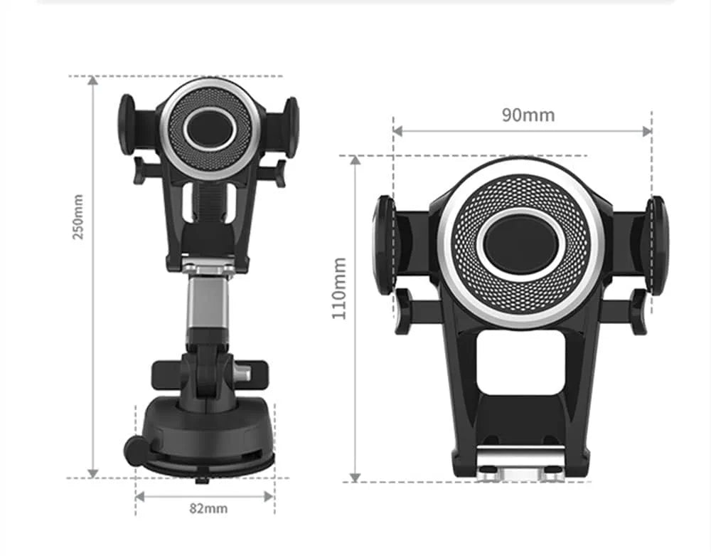DENX Universal Car Phone Holder Mount, Dashboard Phone Stand, Windshield Mobile Holder, 360° Rotating Long Arm Bracket, Strong Suction Cup, Smartphone Mount for iPhone, Samsung, Android, DX1275
