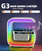 G3 LED Wireless Charging Speaker with Alarm Clock, 16M Colours, 10W Fast Charging, Sound Machine, App Control, Pink/White/Red,