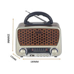 DENX Old Radio Speaker Bluetooth & HIFI-Speaker with Flashlight, Sd Card, Usb And Aux Port, Radio FM/AM/SW Brown wood Portable Audio TF Card USB Flash disk Aux playback, 