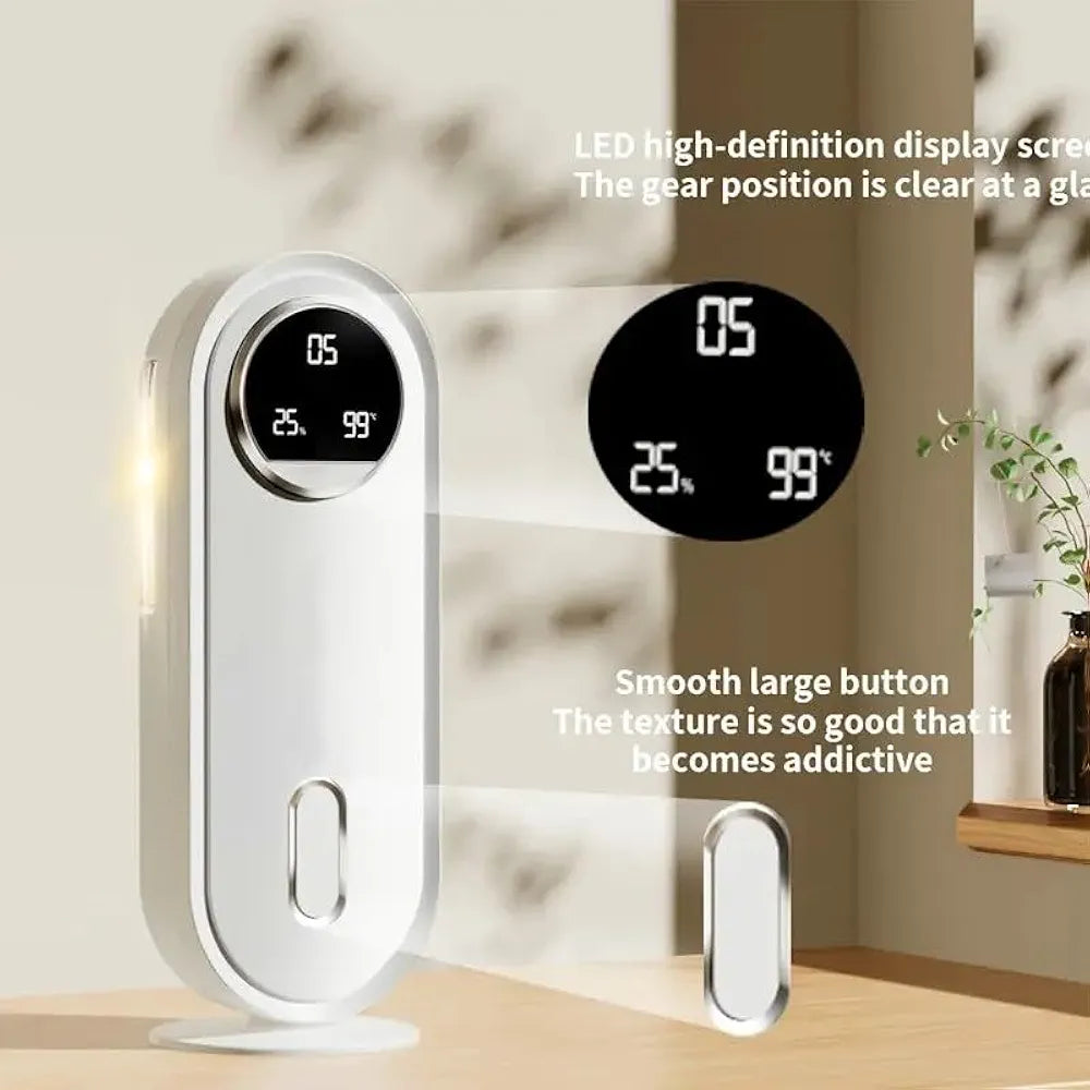 DENX USB Rechargeable Aroma Diffuser, Essential Oil Humidifier with LED Display, 7-Speed Modes, Wall-Mount & Desktop Use, Type-C Fast Charging, Home, Office, Car, Bathroom Air Freshener, DX1929