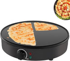 DENX Pizza Maker, Fiesta Crepe and Pancake Maker, Adjustable Temperature Control with Variable Temperatures and Utensils Included, 1000W Electric Non-Stick Griddle Baking Pan, Black DX2032