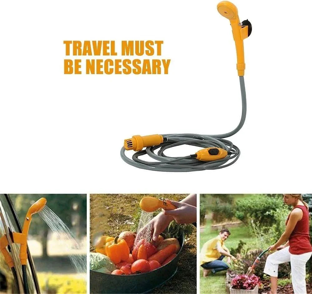 DENX Portable 12V Electric Shower Kit Outdoor for Car, Pet, Dog, Camping & Travel, Car Washing, Hiking Shower Pump, 60W High Pressure, DX3612