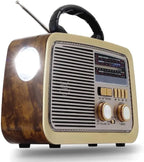 Gold Crest Old Radio Speaker Bluetooth & HIFI-Speaker with Solar Panels, Sd Card, Usb And Aux Port, Radio FM/AM/SW Brown wood Portable Audio TF Card USB Flash disk Aux playback, GO-1182US-BT