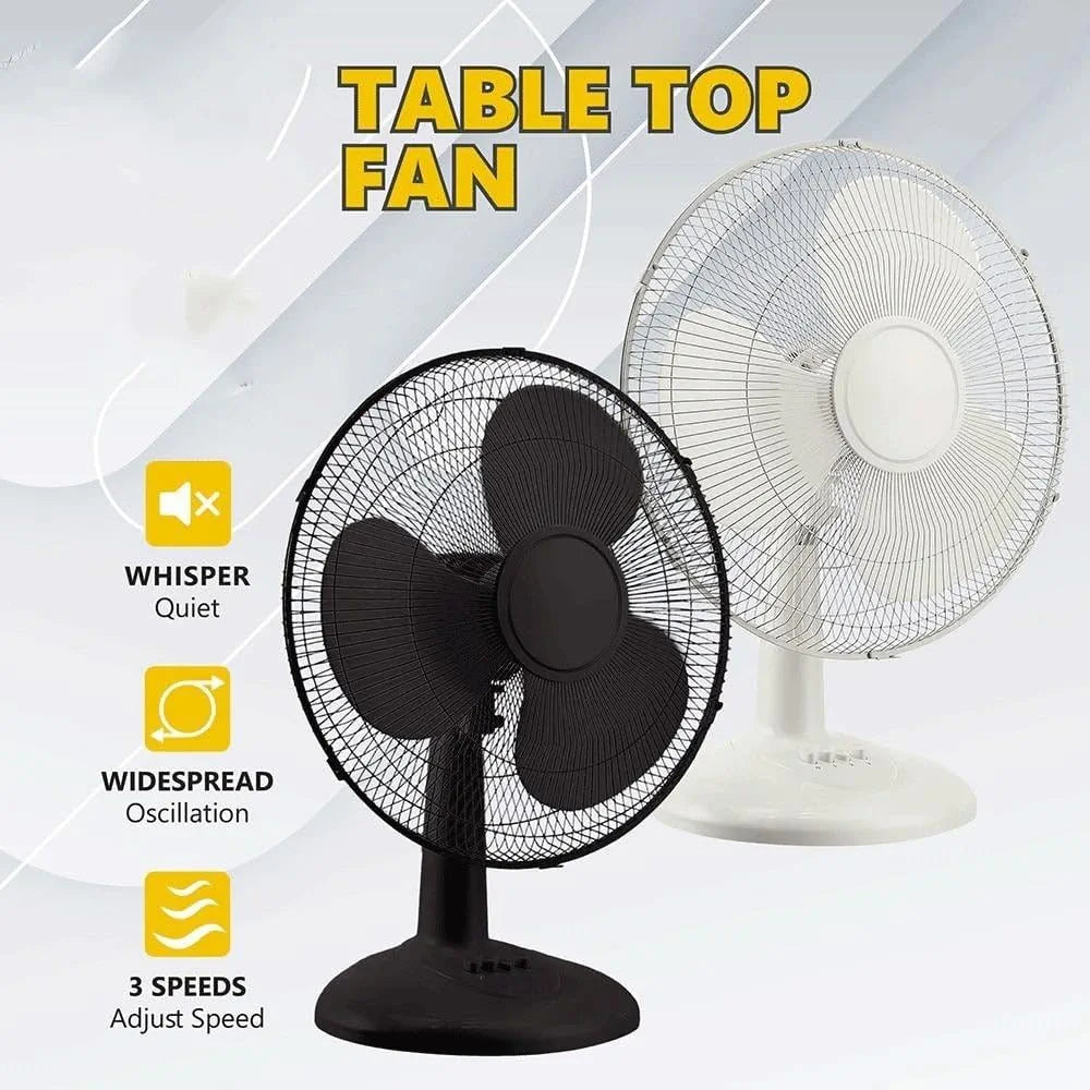 DENX 16 Inch Table Fan with 3 Speeds, Quiet Oscillating Pedestal Stand Fan for Bedroom, Office, Home Use, Portable Floor Fan with Portable Desk & Pedestal Fan, DX2546