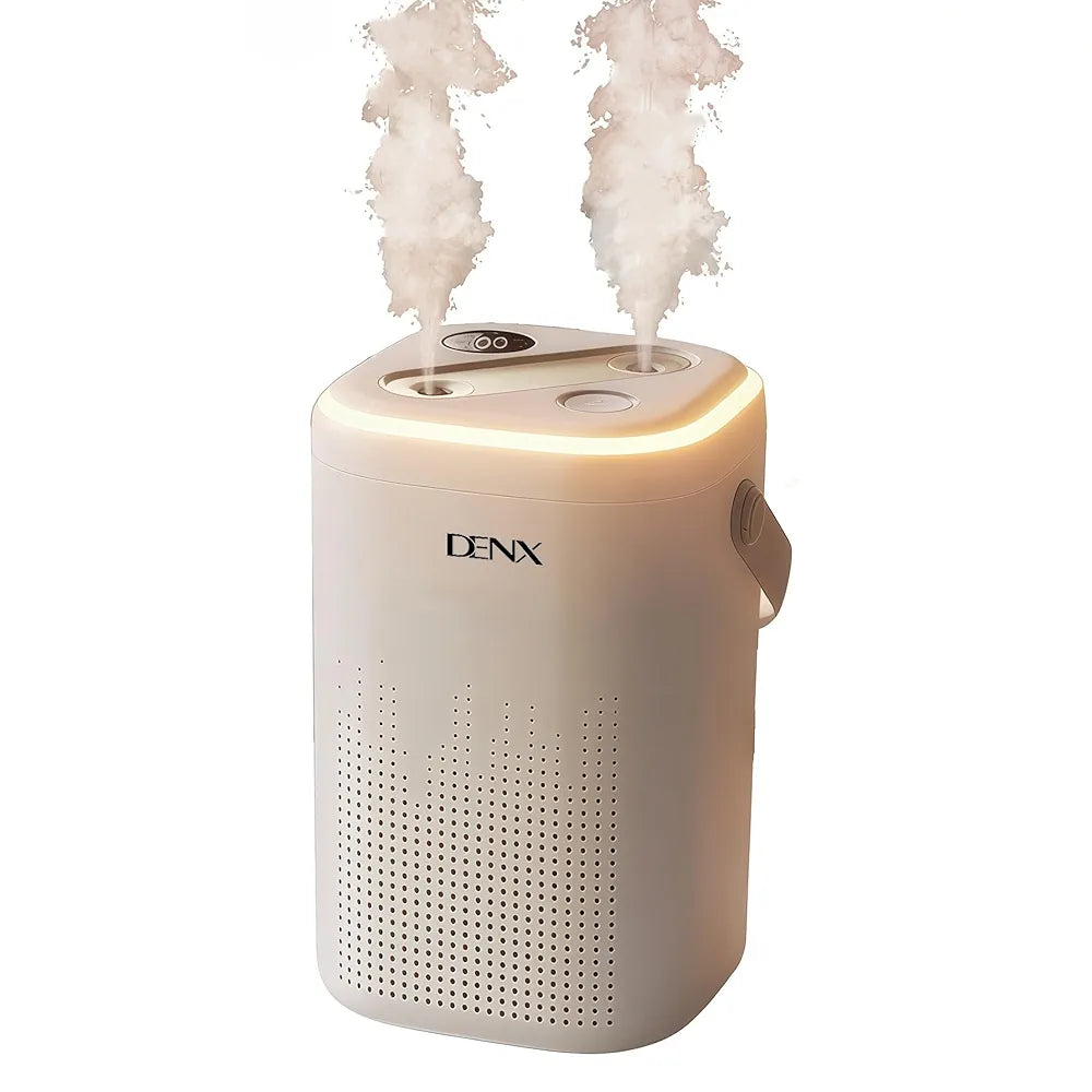 DENX 1.3L Ultrasonic Cool Mist Air Humidifier & Essential Oil Aroma Diffuser, 4 Mist Levels, Auto Shut-Off, Low Noise, Portable Rechargeable Humidifier for Bedroom, Baby Room, Home, and Office, DX1927