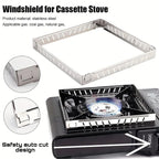 DENX Portable Gas Stove, Outdoor Cooking Burner, Travel Stove, Dual Gas Compatible, Compact Camping Stove, Adjustable Flame Control, Lightweight Cooker, BBQ Grill, Picnic Use, Home Kitchen, DX1763