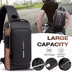 Anti thief Crossbody Sling bag, Waterproof Shoulder Casual Backpack, Chest Bag Daypack with USB Charger,Fit for 9.7'' ipad 