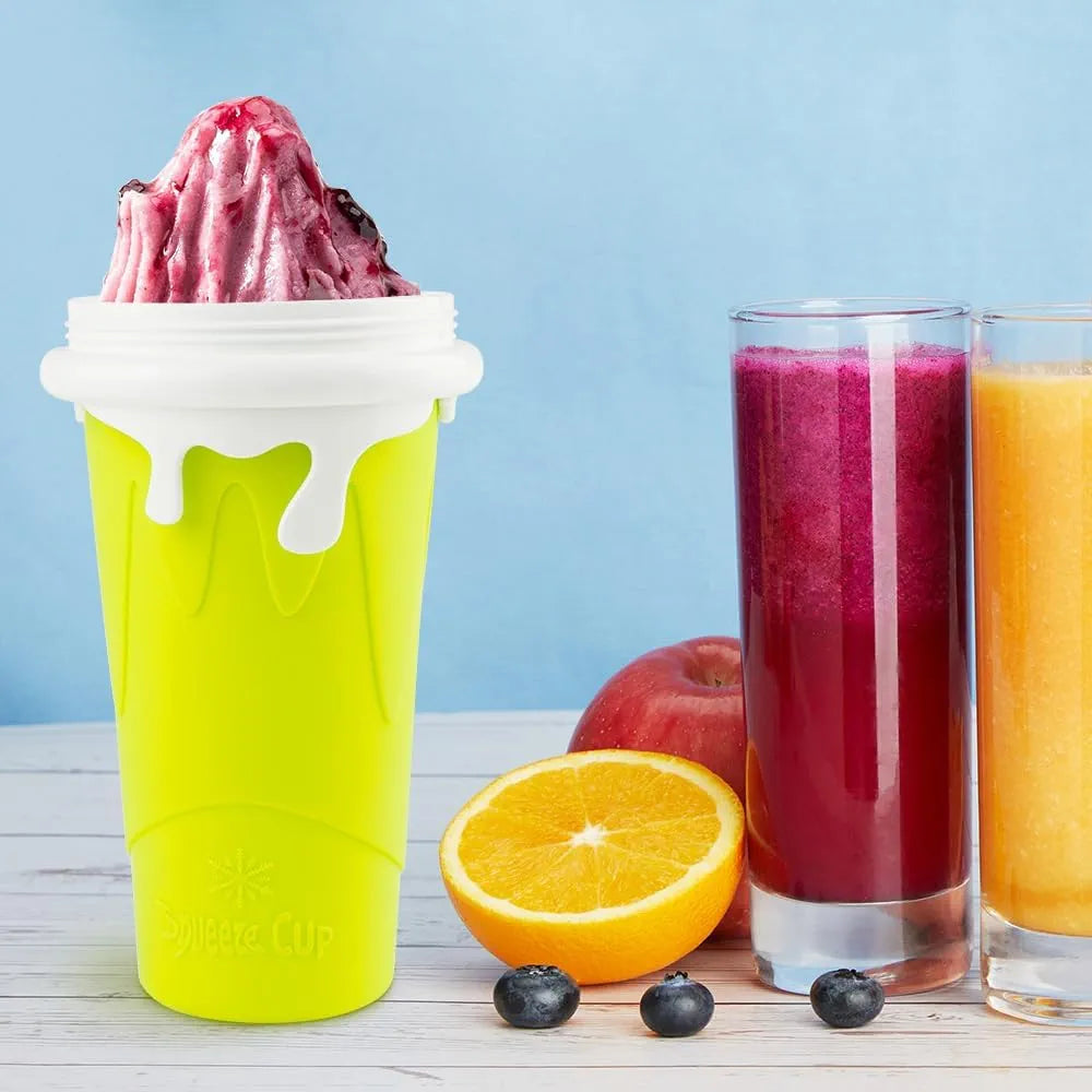 DENX Magic Slushie Maker Cup 300ml, Reusable Silicone Smoothie Ice Cream Cup Milkshake for Kids & Adults, Portable Frozen Drink with Straw, DIY Slushy Juice Maker for Home, Travel, DX2542 