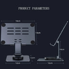 Laptop Stand & Phone Holder, Adjustable Foldable Laptop Riser with 360° Rotation, Ergonomic Stand for Laptops 10-17", Tablet Stand for iPad, Mobile, Kindle, MacBook, Universal Holder, L-003 