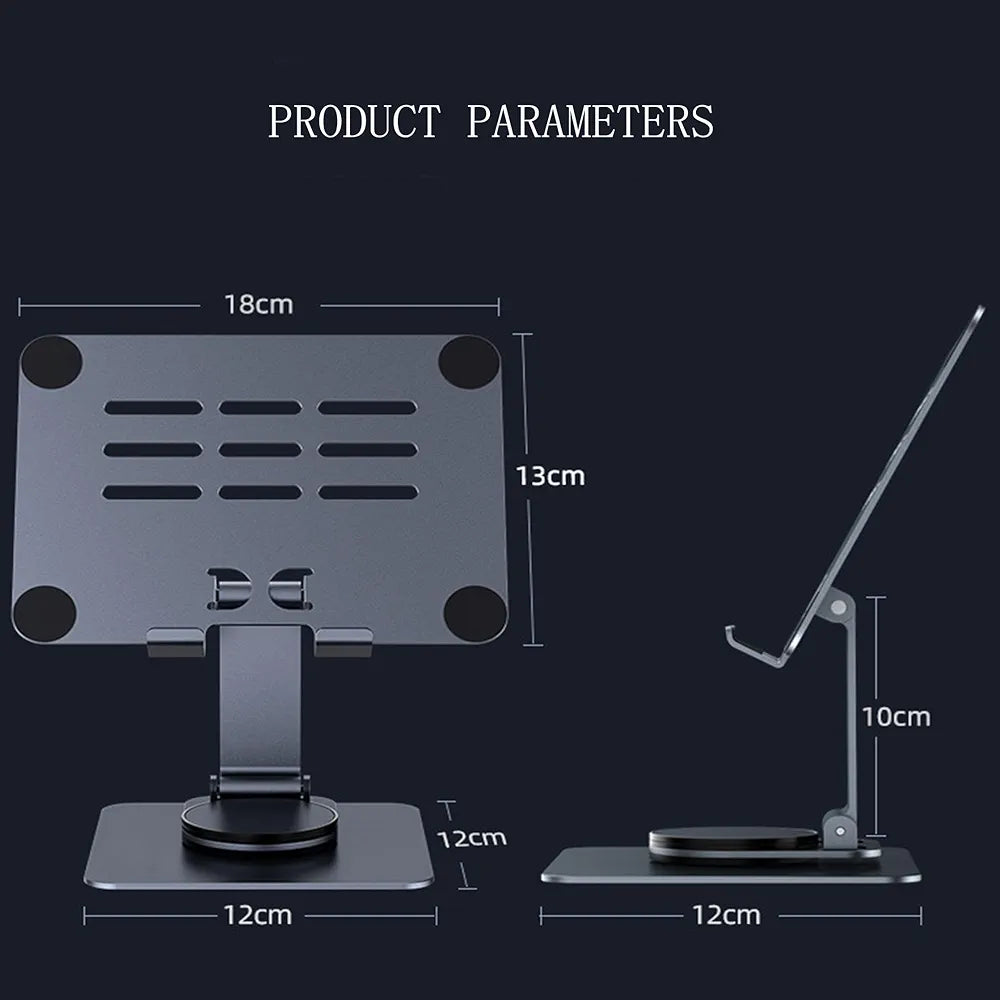 Laptop Stand & Phone Holder, Adjustable Foldable Laptop Riser with 360° Rotation, Ergonomic Stand for Laptops 10-17", Tablet Stand for iPad, Mobile, Kindle, MacBook, Universal Holder, L-003 