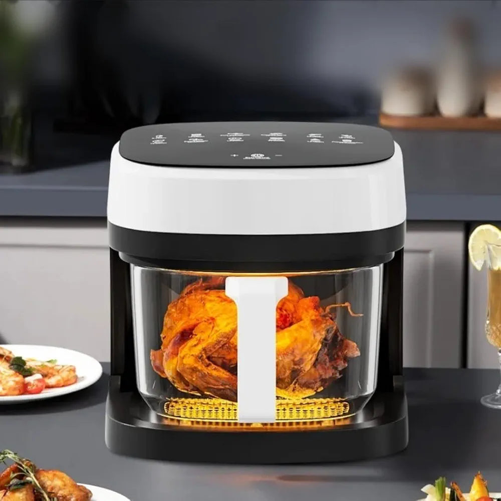 DENX Urban Electric Air Fryer with Glass Bowl, 2400W, 6L Capacity, Oil-Free Microspray for Healthy Meals, Easy Cleanup, DX2092