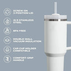 3LTHREEL H2.0 40Oz Insulated Stainless Steel Tumbler With Straw And Lid, Double Wall Vacuum Travel Mug, Thermal Travel Tumbler, Large Coffee Cup, Hot And Cold Drink Container, Cup Holder 
