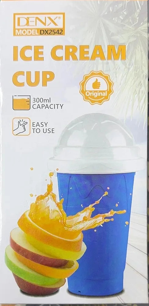 DENX Magic Slushie Maker Cup 300ml, Reusable Silicone Smoothie Ice Cream Cup Milkshake for Kids & Adults, Portable Frozen Drink with Straw, DIY Slushy Juice Maker for Home, Travel, DX2542 