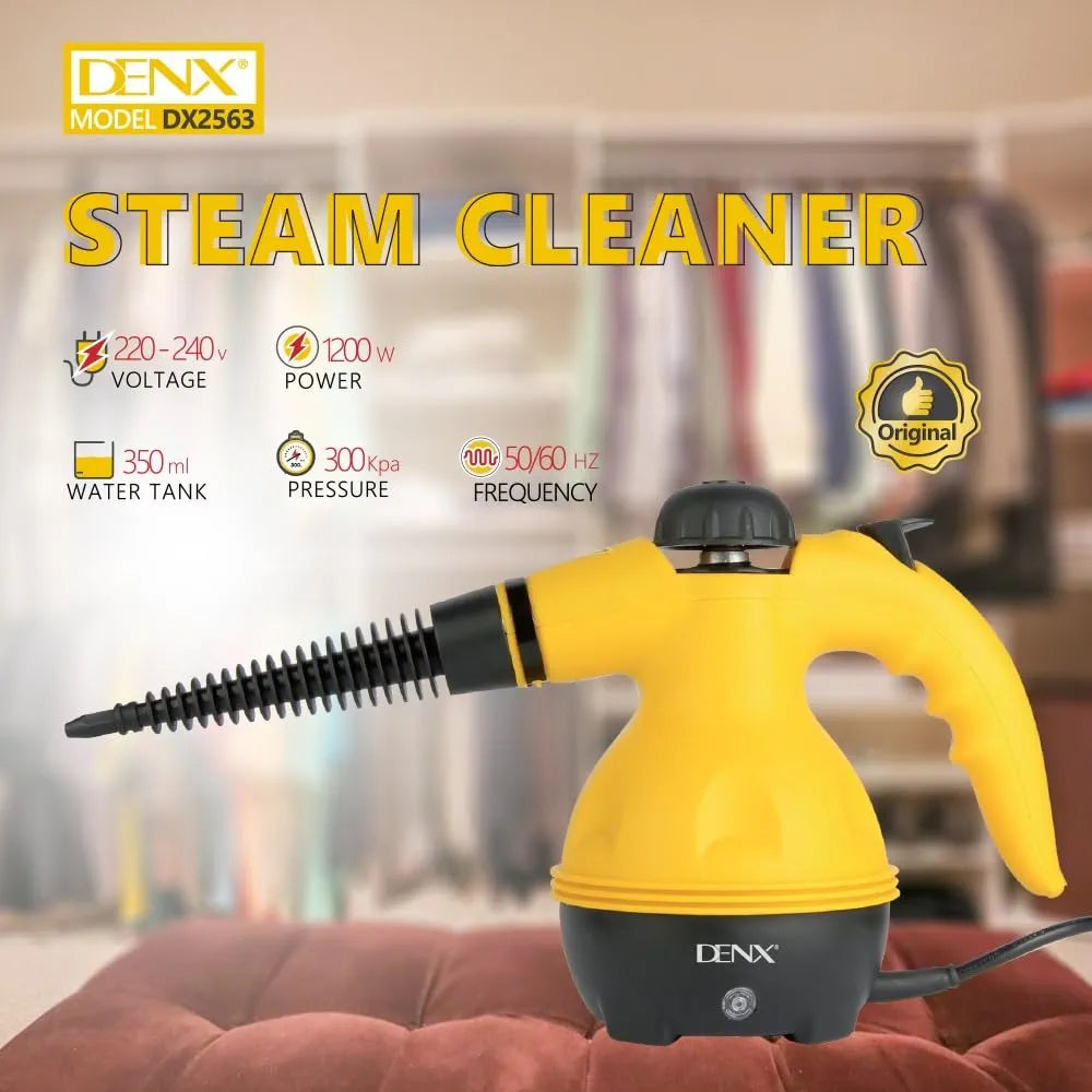 DENX 1200W Portable Handheld Steam Cleaner 350ml Tank Capacity Multifunctional High Temperature Pressurized Steam Cleaning Machine with 9PCS Accessory for Kitchen Sofa Bathroom Car Window, DX2563