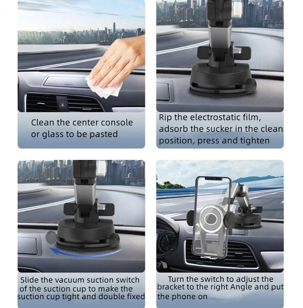 DENX Universal Car Phone Holder Mount, Dashboard Phone Stand, Windshield Mobile Holder, 360° Rotating Long Arm Bracket, Strong Suction Cup, Smartphone Mount for iPhone, Samsung, Android, DX1275